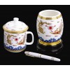珠海供應(yīng)紀(jì)念品，金運(yùn)龍鳳旋轉(zhuǎn)筆筒含筆三件套