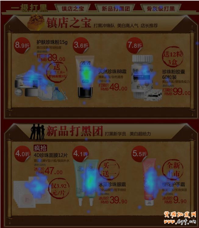 第二個導航,基本上無點擊,相對的產品的點擊量打。用戶完全忽略掉導航而直接訪問產品,與其去移動鼠標+點擊,用戶更愿意使用滾輪來滾去+點擊。